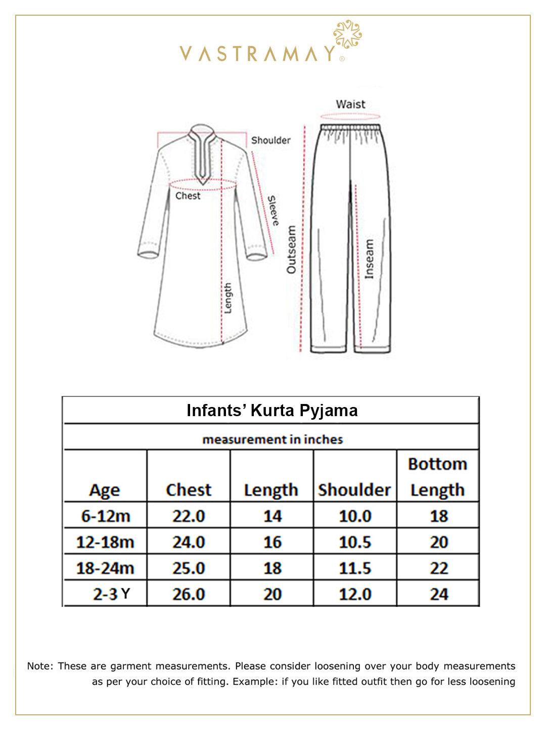VASTRAMAY SISHU Boys' Orange Cotton Kurta and White Pyjama Set - Uboric
