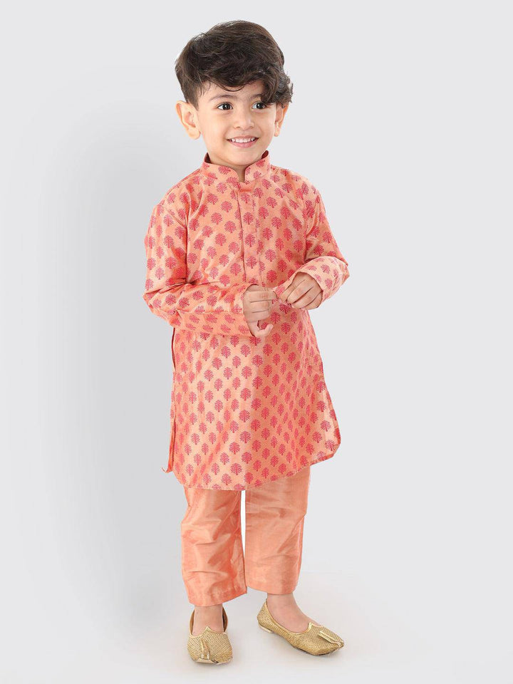 VASTRAMAY SISHU Boys Pink Cotton Blend Kurta Pyjama Set - Uboric