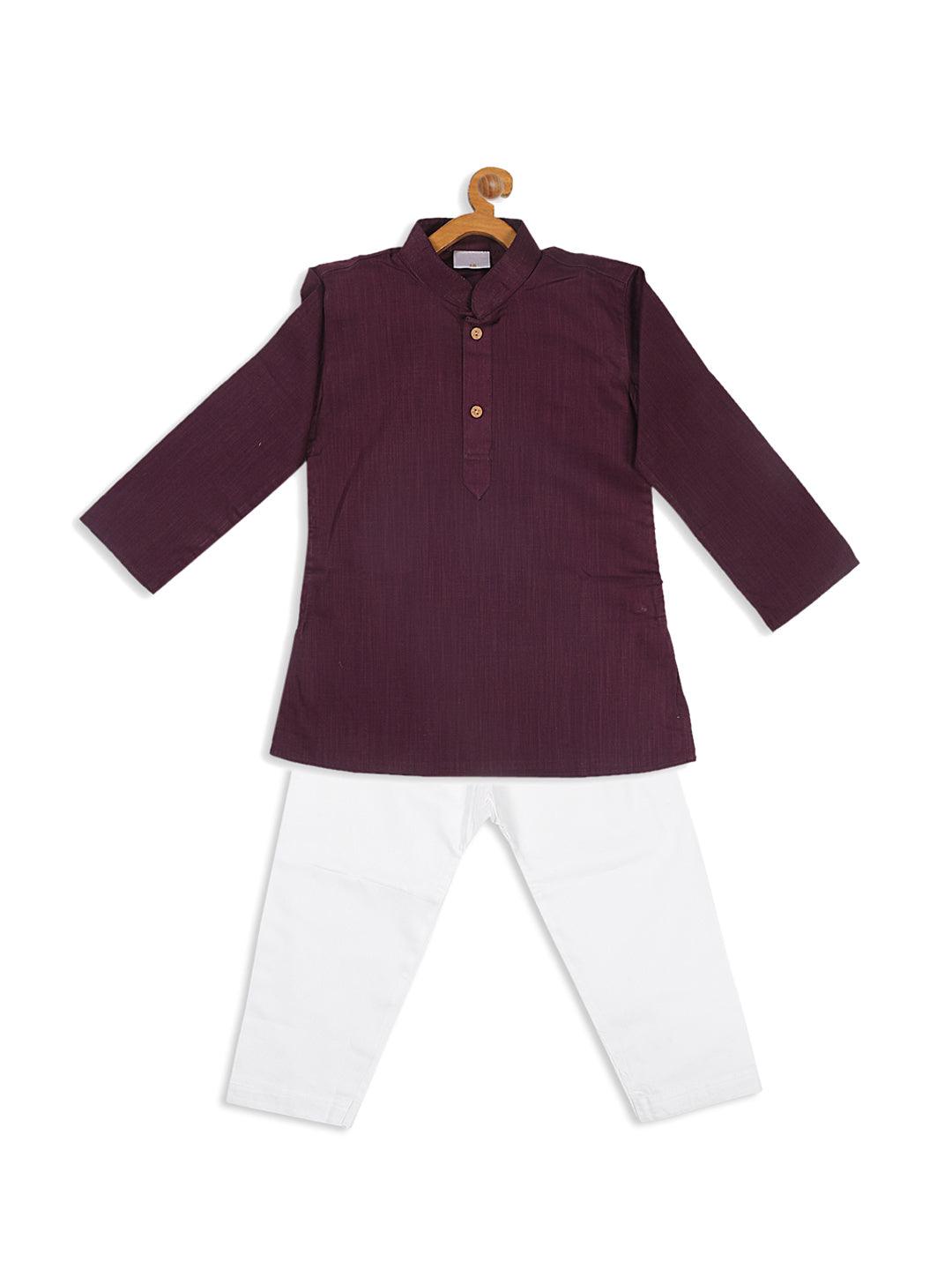 VASTRAMAY SISHU Boys Purple Kurta And White Pyjama Set - Uboric