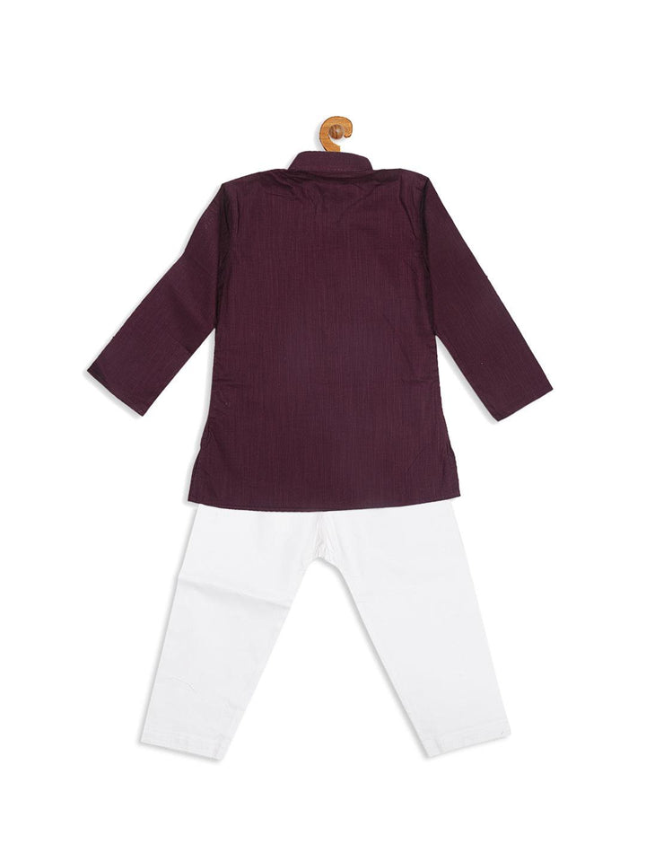 VASTRAMAY SISHU Boys Purple Kurta And White Pyjama Set - Uboric