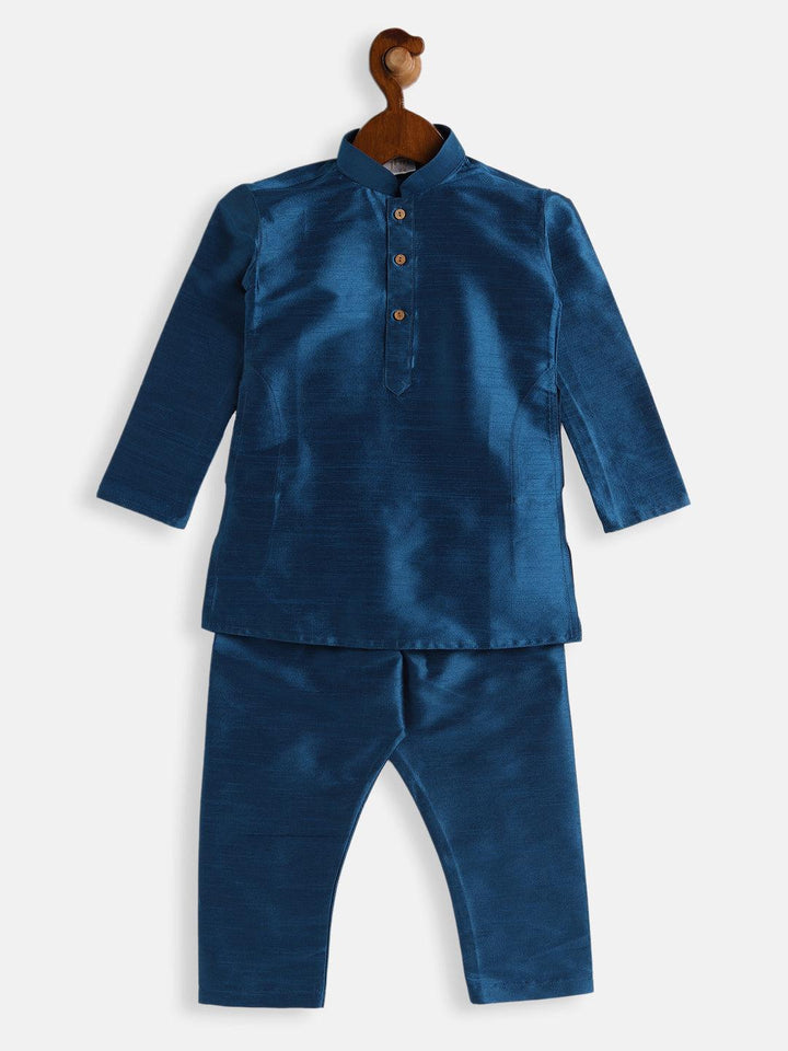 VASTRAMAY SISHU Boys Turquoise Silk Blend Kurta Pyjama Set - Uboric