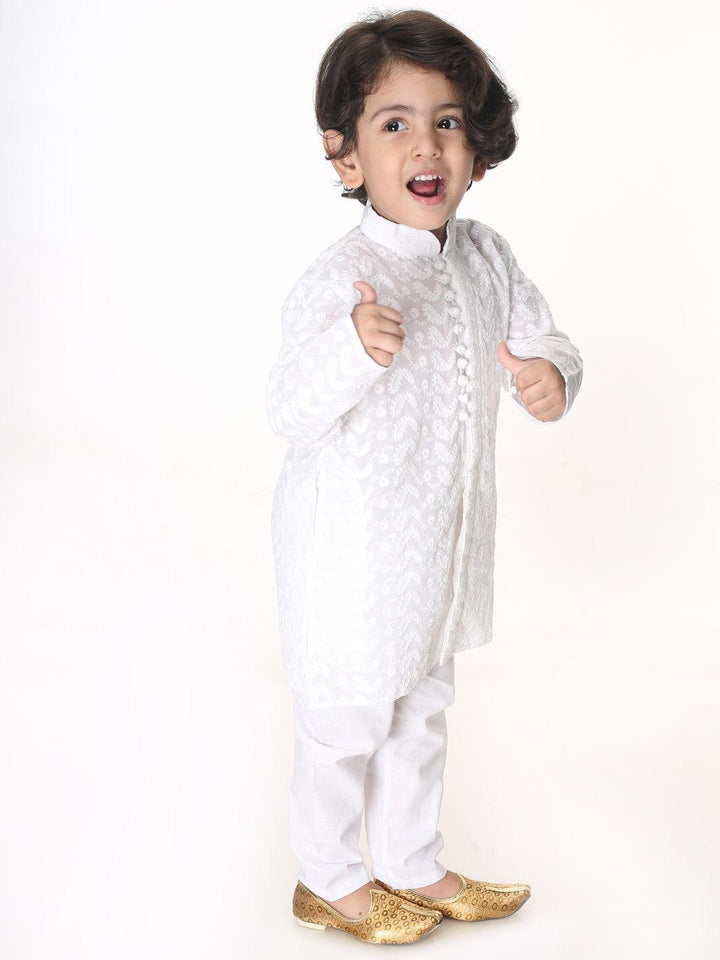 VASTRAMAY SISHU Boys White Pure Cotton Kurta Pyjama Set - Uboric