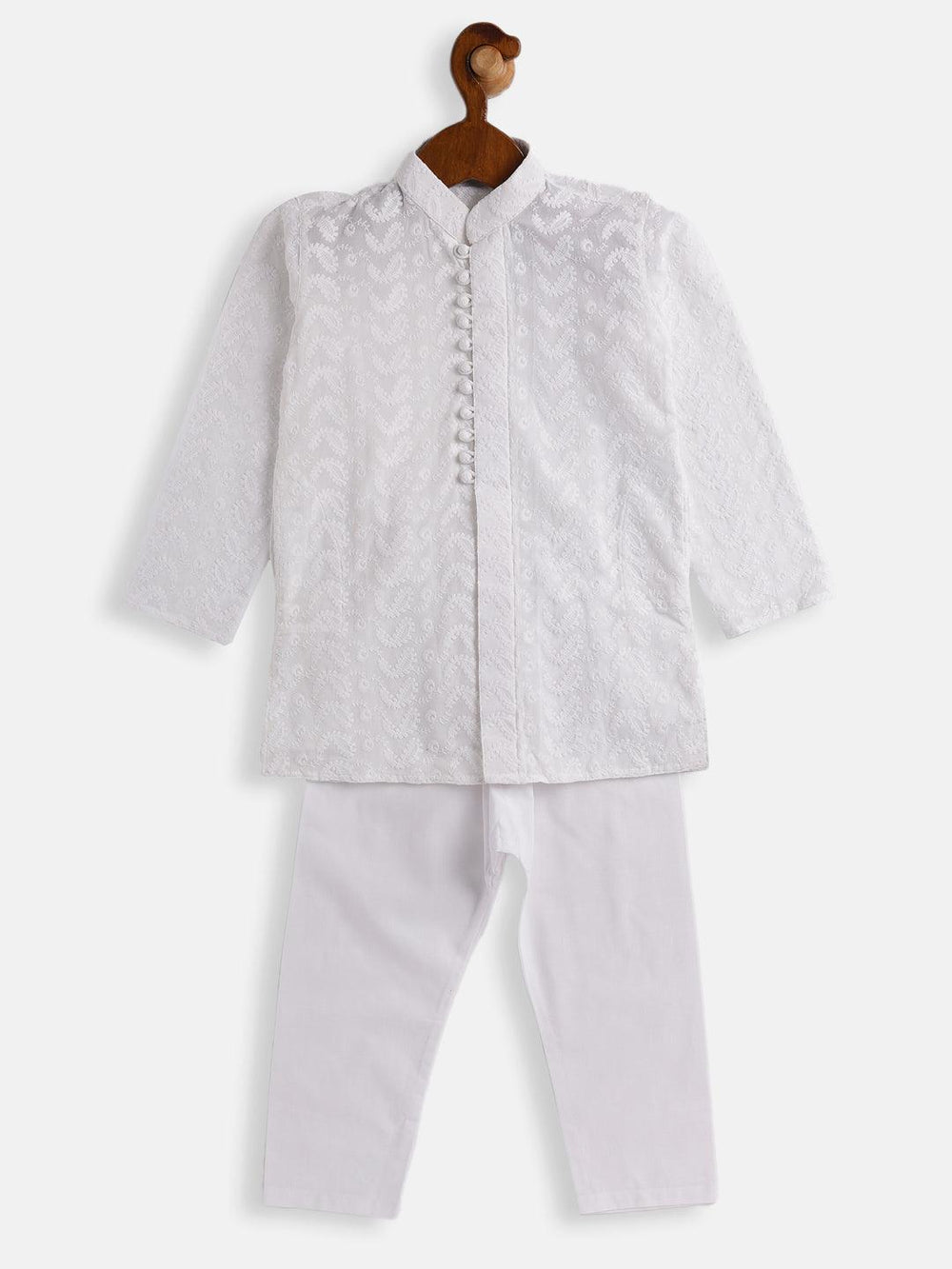 VASTRAMAY SISHU Boys White Pure Cotton Kurta Pyjama Set - Uboric