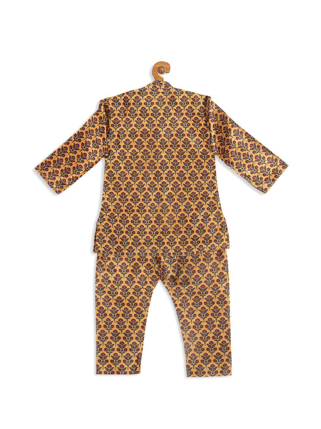 VASTRAMAY SISHU Boys Yellow Floral Printed Kurta And Pyjama Set - Uboric