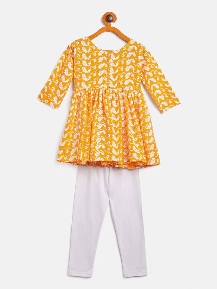 VASTRAMAY SISHU Girl's Orange Chikankari Kurta Pyjama Set - Uboric