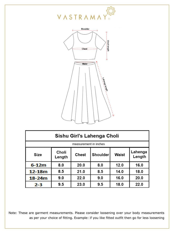 VASTRAMAY SISHU Girl's Printed Linen Crop Top And Ruffle Skirt Set - Uboric