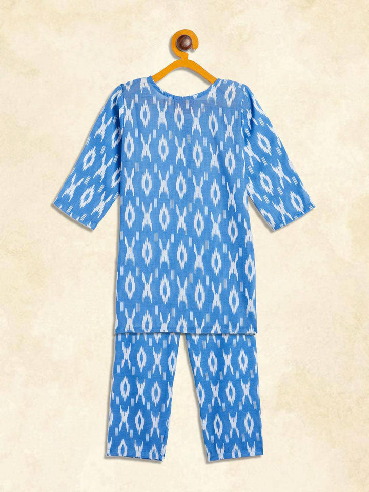 VASTRAMAY SISHU Girls' Aqua Blue Kurta And Straight Pant Set - Uboric