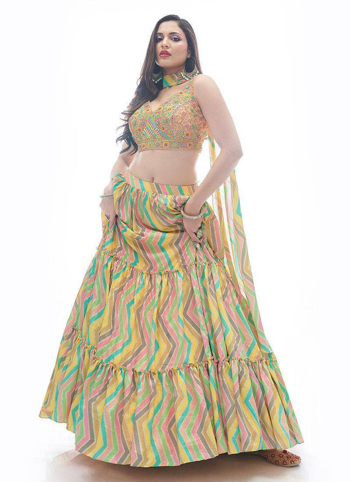 Zig-Zag Pattern Designer Printed Lehenga - Ready to wear - Uboric